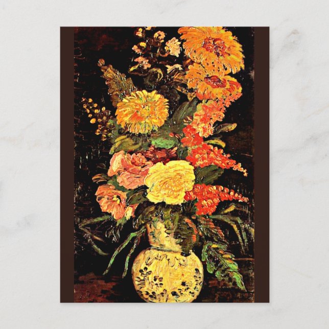 Van Gogh - Vase with Asters, Salvia, Other Flowers Postcard (Front)