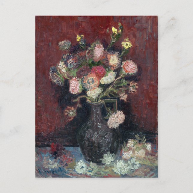 van Gogh Vase with Chinese Asters and Gladioli Postcard (Front)