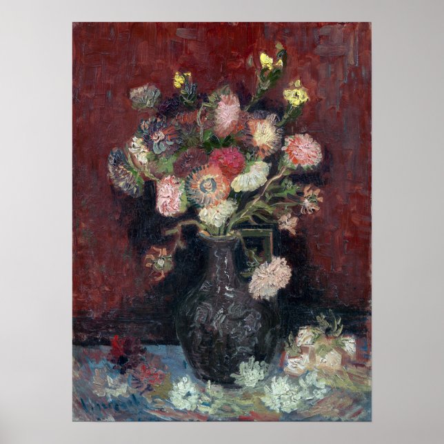 van Gogh Vase with Chinese Asters and Gladioli Poster (Front)