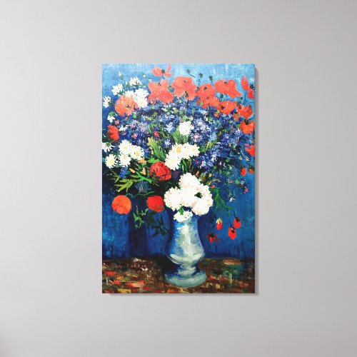 Van Gogh _ Vase with Cornflowers and Poppies Canvas Print