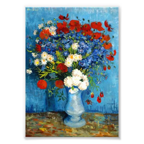 Van Gogh Vase with Cornflowers and Poppies Photo Print