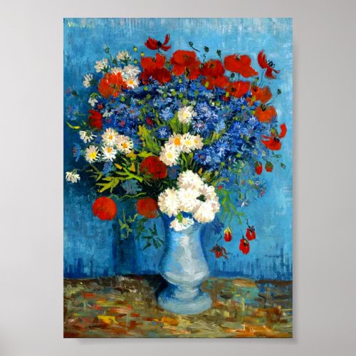 Van Gogh Vase with Cornflowers and Poppies Poster