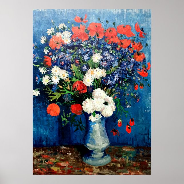 Van Gogh - Vase with Cornflowers and Poppies Poster (Front)