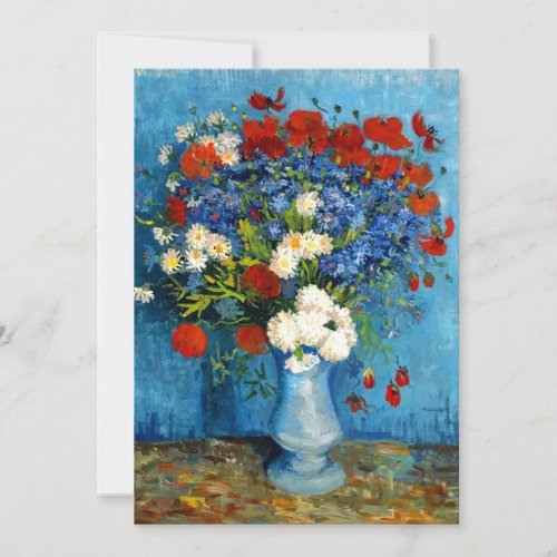 Van Gogh Vase with Cornflowers and Poppies Save The Date