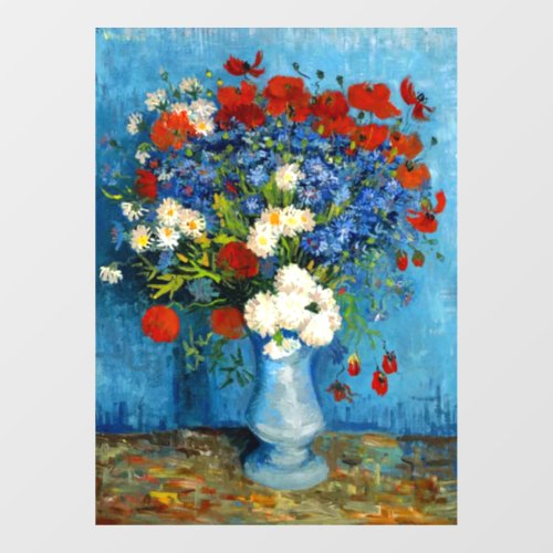 Van Gogh Vase with Cornflowers and Poppies Window Cling