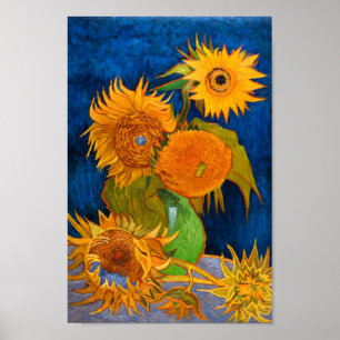 Van Gogh Vase with Five Sunflowers Poster