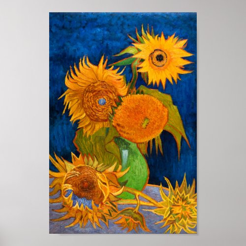 Van Gogh Vase with Five Sunflowers Poster