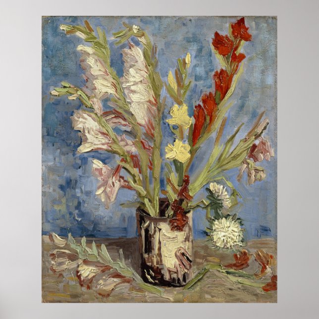 Van Gogh - Vase with gladioli and China asters Poster (Front)