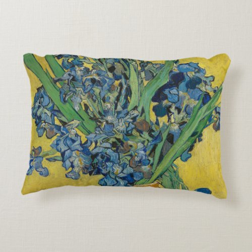 Van Gogh Vase with Irises Classic Impressionism Accent Pillow
