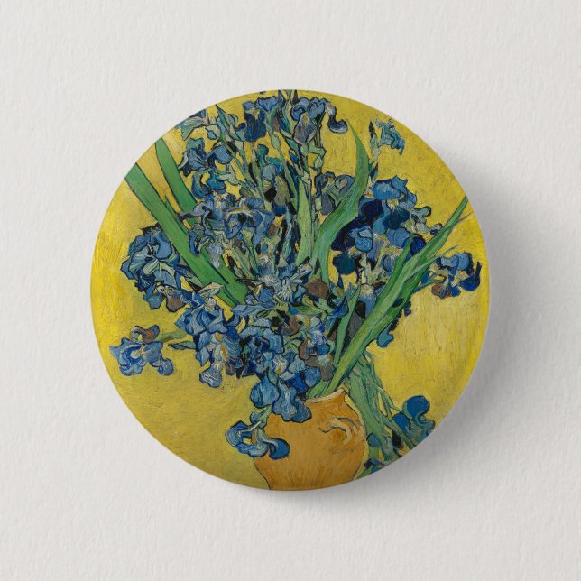 Van Gogh Vase with Irises Classic Impressionism Button (Front)