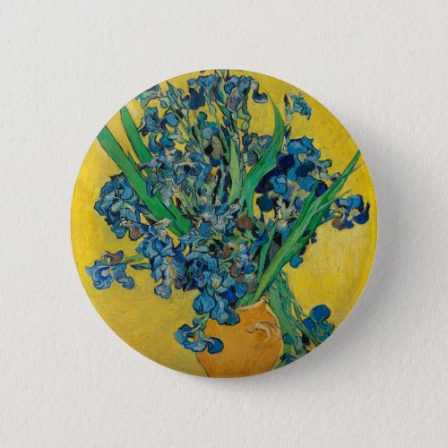 Van Gogh Vase with Irises Classic Impressionism Button