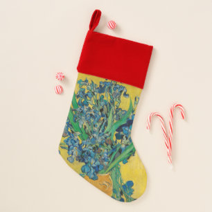 Van Gogh Vase with Irises Classic Impressionism Christmas Stocking