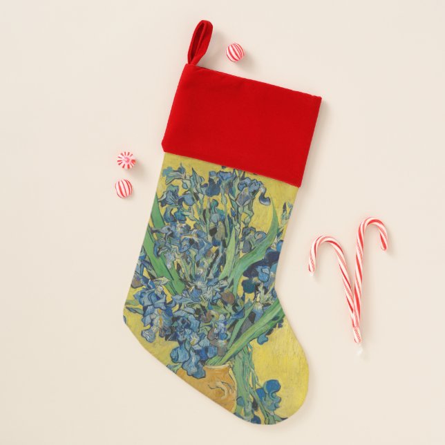 Van Gogh Vase with Irises Classic Impressionism Christmas Stocking (Front)