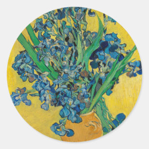 Van Gogh Vase with Irises Classic Impressionism Classic Round Sticker