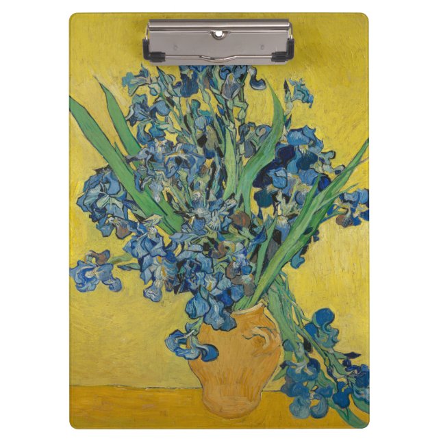 Van Gogh Vase with Irises Classic Impressionism Clipboard (Front)