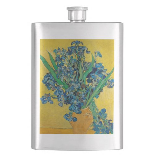 Van Gogh Vase with Irises Classic Impressionism Flask