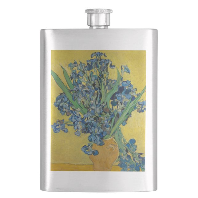 Van Gogh Vase with Irises Classic Impressionism Flask (Front)