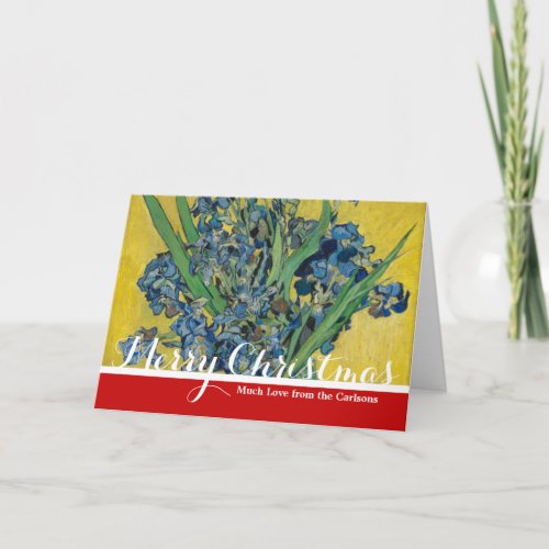 Van Gogh Vase with Irises Classic Impressionism Holiday Card