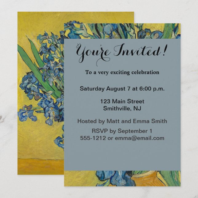 Van Gogh Vase with Irises Classic Impressionism Invitation (Front/Back)