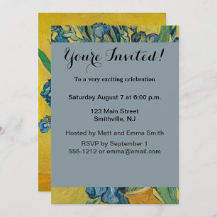 Van Gogh Vase with Irises Classic Impressionism Invitation