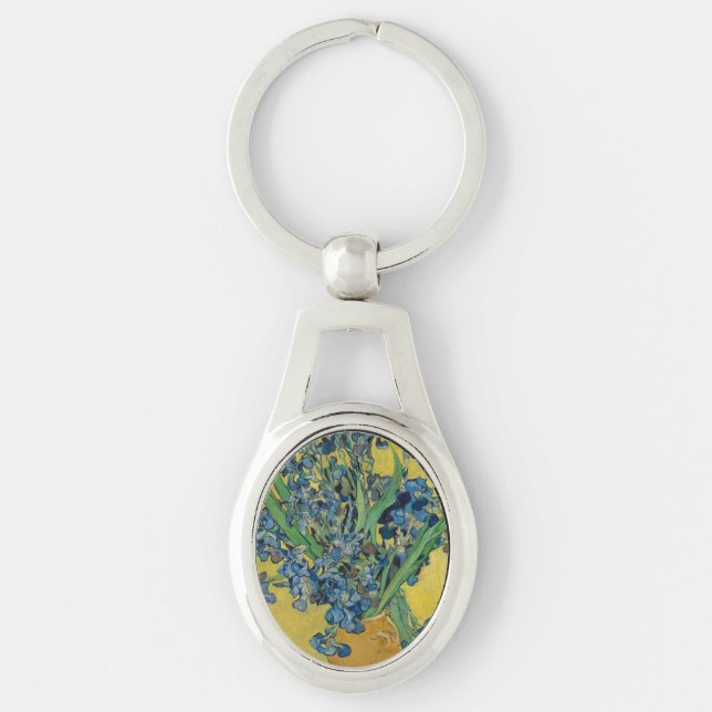 Van Gogh Vase with Irises Classic Impressionism Keychain (Front)