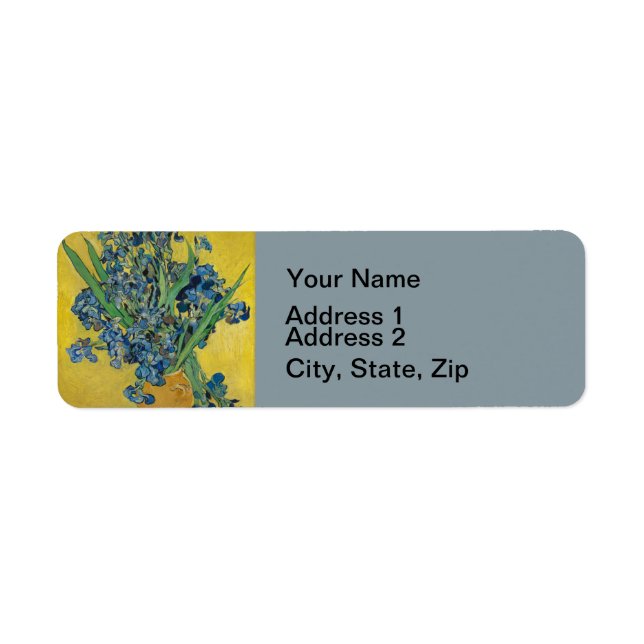 Van Gogh Vase with Irises Classic Impressionism Label (Front)