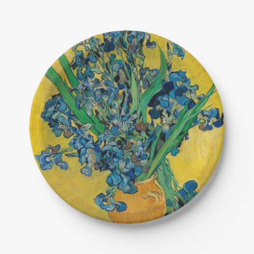 Van Gogh Vase with Irises Classic Impressionism Paper Plates