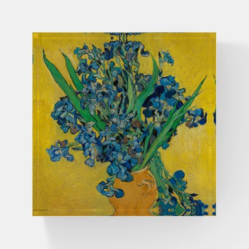 Van Gogh Vase with Irises Classic Impressionism Paperweight