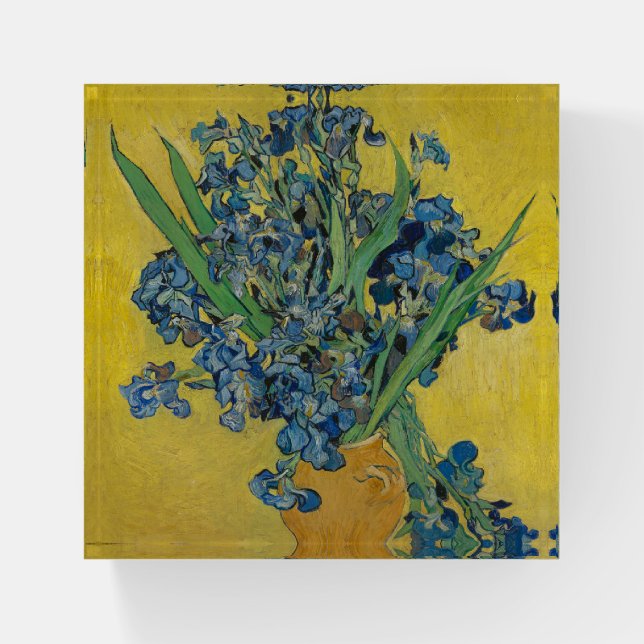 Van Gogh Vase with Irises Classic Impressionism Paperweight (Front)
