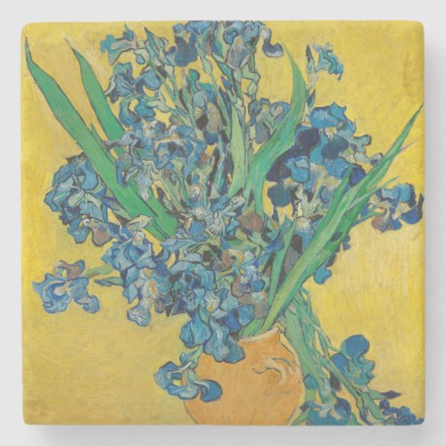 Van Gogh Vase with Irises Classic Impressionism Stone Coaster