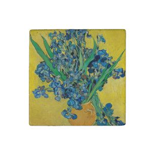 Van Gogh Vase with Irises Classic Impressionism Stone Magnet