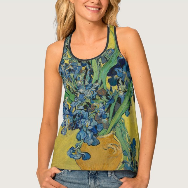 Van Gogh Vase with Irises Classic Impressionism Tank Top (Front)