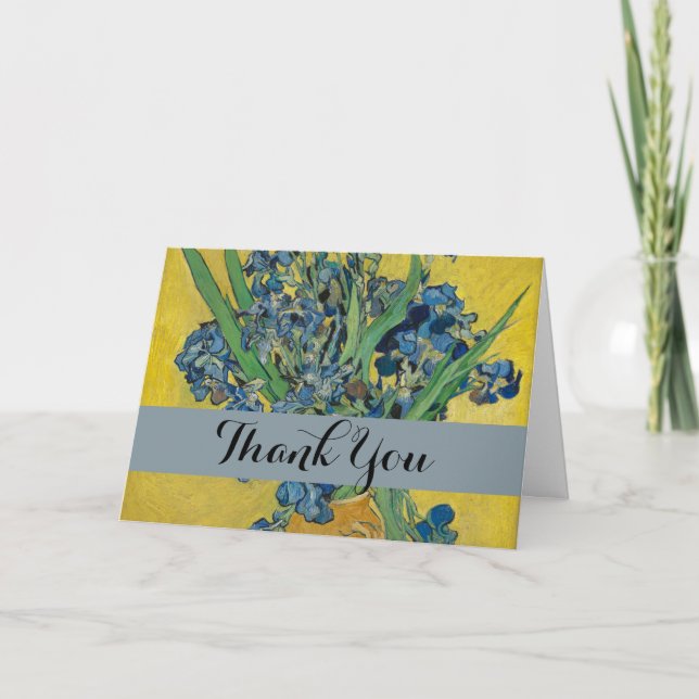 Van Gogh Vase with Irises Classic Impressionism Thank You Card (Front)