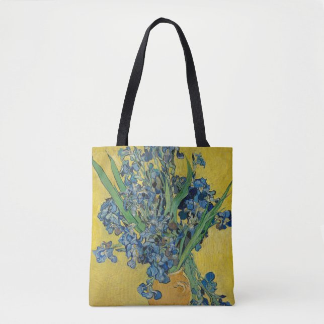 Van Gogh Vase with Irises Classic Impressionism Tote Bag (Front)