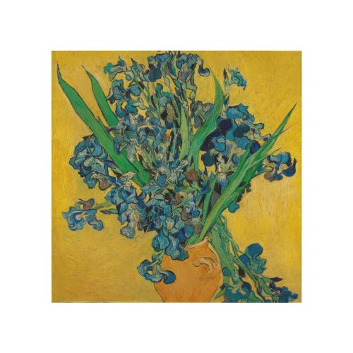 Van Gogh Vase with Irises Classic Impressionism Wood Wall Art