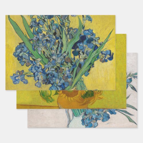 Van Gogh Vase with Irises Classic Impressionism Wrapping Paper Sheets