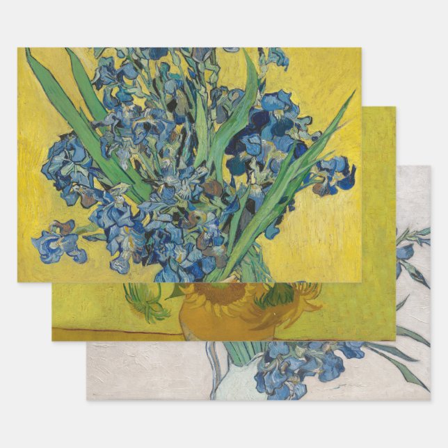 Van Gogh Vase with Irises Classic Impressionism Wrapping Paper Sheets (Set)