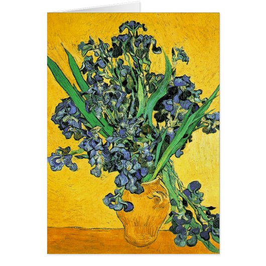 Van Gogh - Vase with Irises Yellow Background Cards (Front)