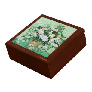 Van Gogh Vase with Pink Roses Vintage Floral Art Gift Box