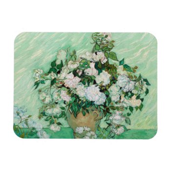 Van Gogh Vase With Pink Roses Vintage Floral Art Magnet by Then_Is_Now at Zazzle