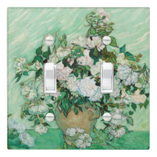Van Gogh Vase with Pink Roses Vintage Flowers Art Light Switch Cover
