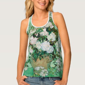 Van Gogh Vase With Pink Roses Vintage Flowers Art Tank Top by Then_Is_Now at Zazzle