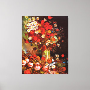 Van Gogh - Vase with Poppies, Cornflowers, Peonies Canvas Print