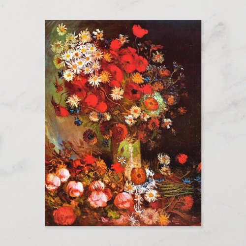 Van Gogh _ Vase with Poppies Cornflowers Peonies Postcard