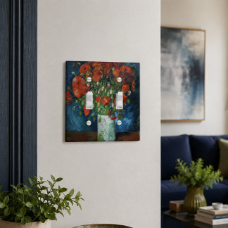 Van Gogh Vase with Poppies Red Blue Floral Light Switch Cover
