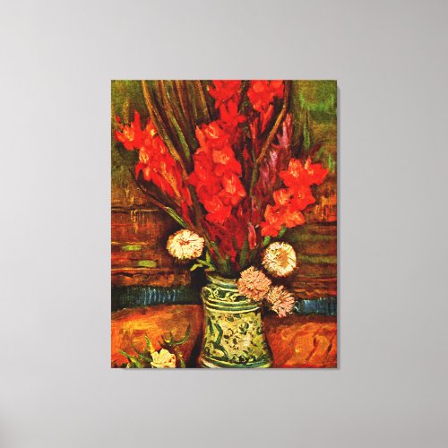 Van Gogh _ Vase with Red Gladiolas Canvas Print