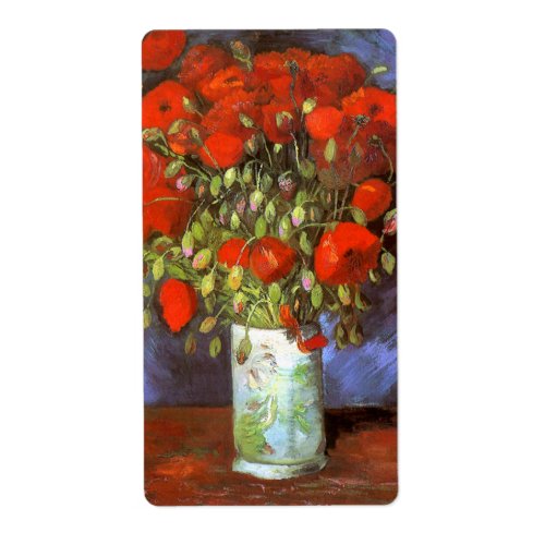 Van Gogh Vase with Red Poppies Label