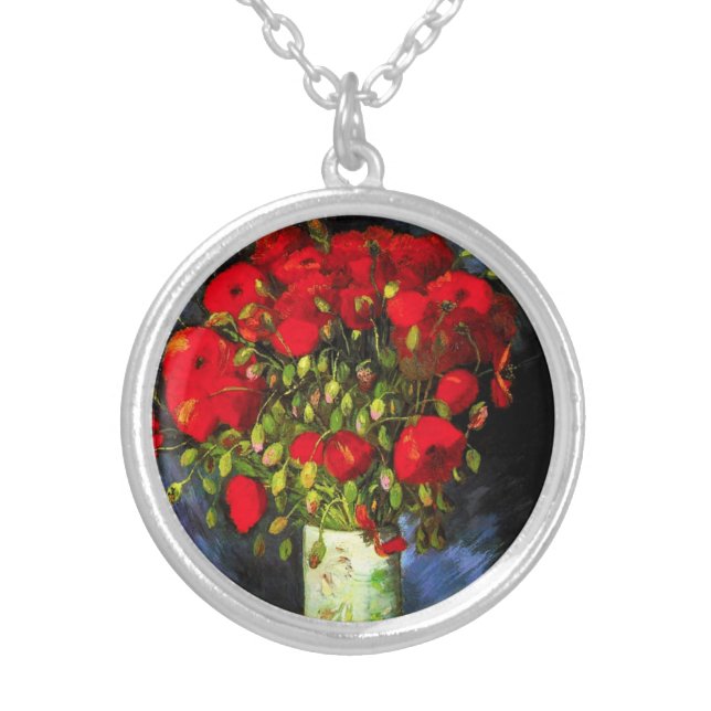 Van Gogh Vase With Red Poppies Necklace (Front)