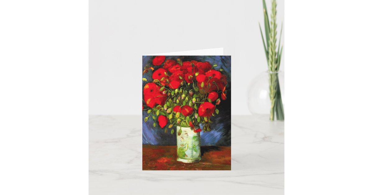 Van Gogh Vase With Red Poppies Note Card Zazzle Com