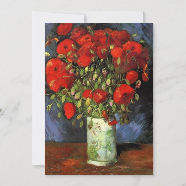 Van Gogh Vase with Red Poppies, Wedding Invitation (Front)
